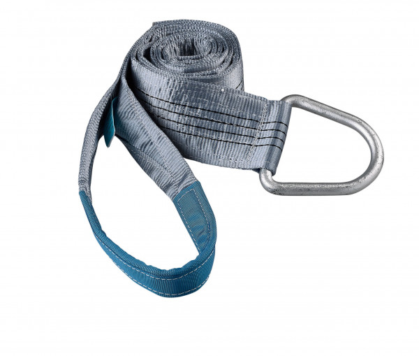 Cinghia di ancoraggio e sollevamento, 3 m, con anello e anello metallico