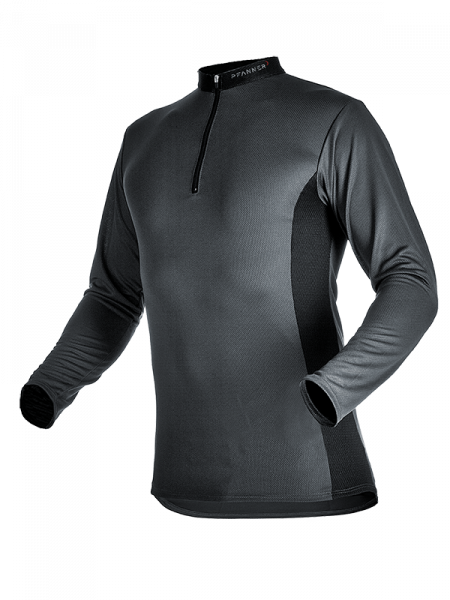 Pfanner Zipp-Neck Shirt manica lunga grigio