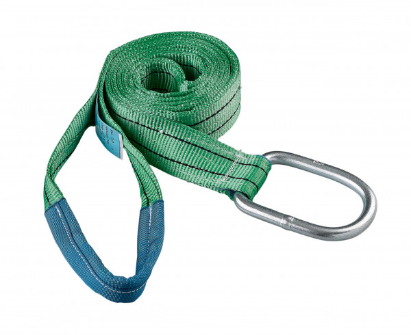 Cinghia di ancoraggio e sollevamento, 3 m, con anello e anello metallico