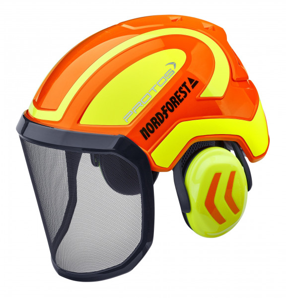 Combinazione di protezione per la testa Protos Integral Forest arancione-giallo neon